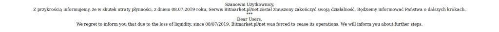 BitMarket upadł komunikat